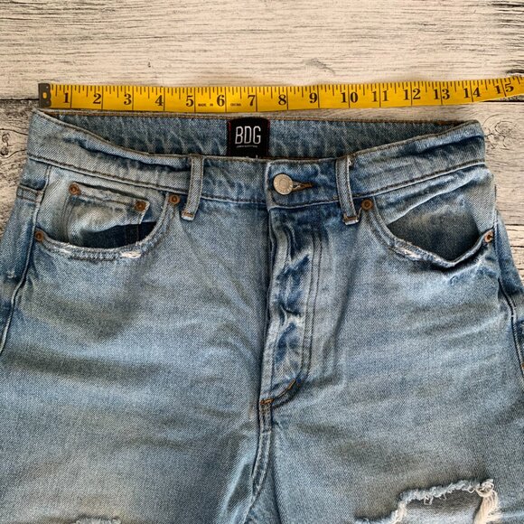 BDG Urban Outfitters Distressed Light Wash Denim High Rise Straight Leg Jeans - Picture 11 of 16